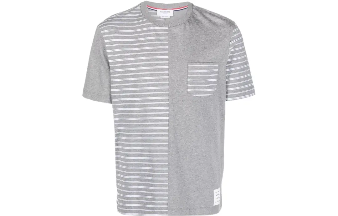 THOM BROWNE T Shirts Men's Gray Crew Neck Moderate Straight Fit