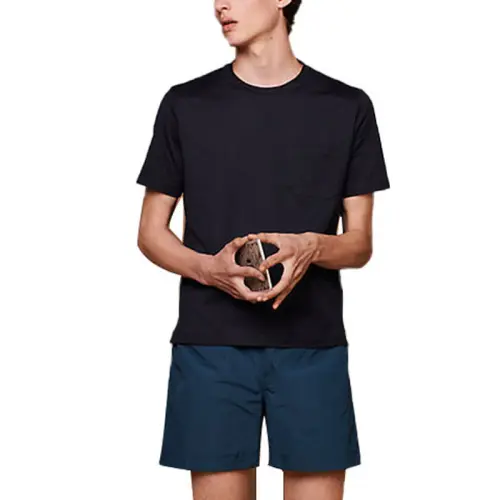 HERMES T Shirts Men's Black Crew Neck Moderate Straight Fit