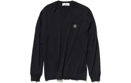 STONE ISLAND T Shirts Men's Black Crew Neck Moderate Straight Fit