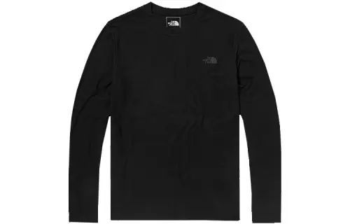 The north face, elastic black long-sleeve for leisure with a round collar, with your logo imprint