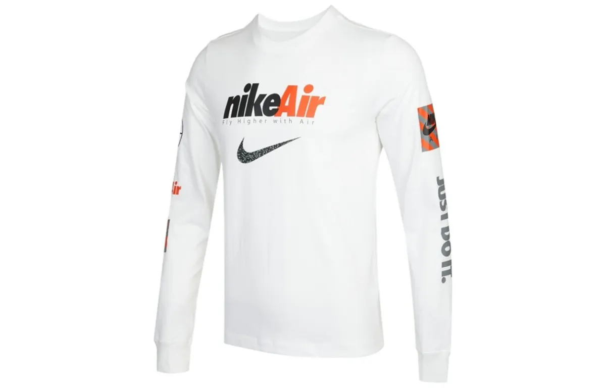 Nike T-Shirts Men's White Crew Neck Moderate Straight Fit