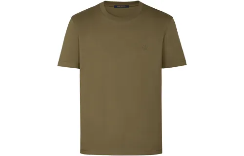 LOUIS VUITTON New Quarterly Products Of LV T Shirts Men's Army Green Crew Neck Moderate Straight Fit