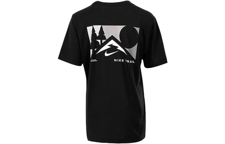 Nike T-Shirts Men's Black Crew Neck Moderate Straight Fit