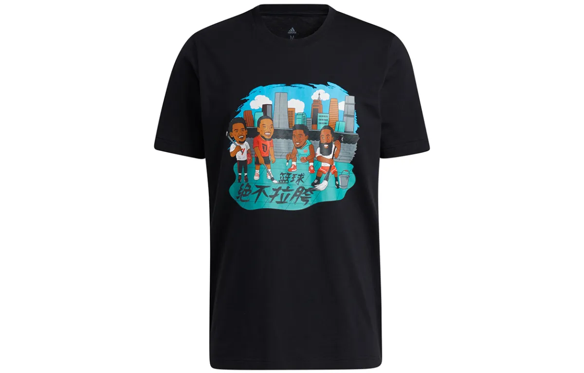 Adidas T-Shirts Men's Black Crew Neck Moderate Straight Fit