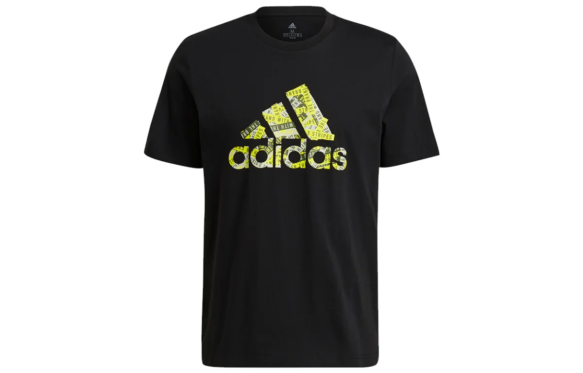 Adidas T-Shirts Men's Black Crew Neck Moderate Straight Fit