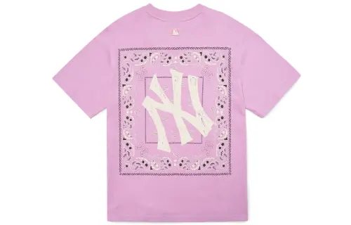 MLB Cashew Flower T Shirts Unisex Pink Crew Neck Moderate Straight Fit