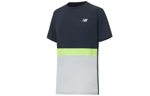 New Balance Sports Casual T Shirts Men's Blue Crew Neck Moderate Straight Fit