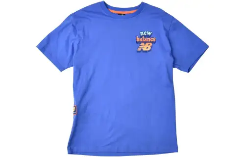 New Balance T Shirts Men's Blue Crew Neck Moderate Straight Fit