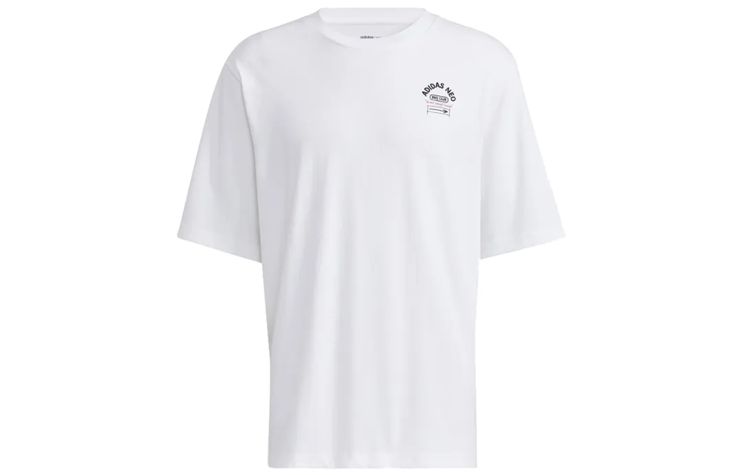 Adidas Neo T Shirts Men's White Crew Neck Moderate Straight Fit