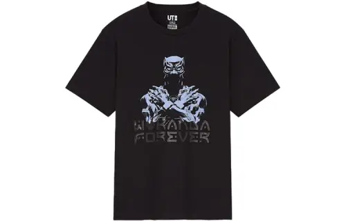UNIQLO T Shirts Unisex Black Crew Neck Moderate Straight Fit