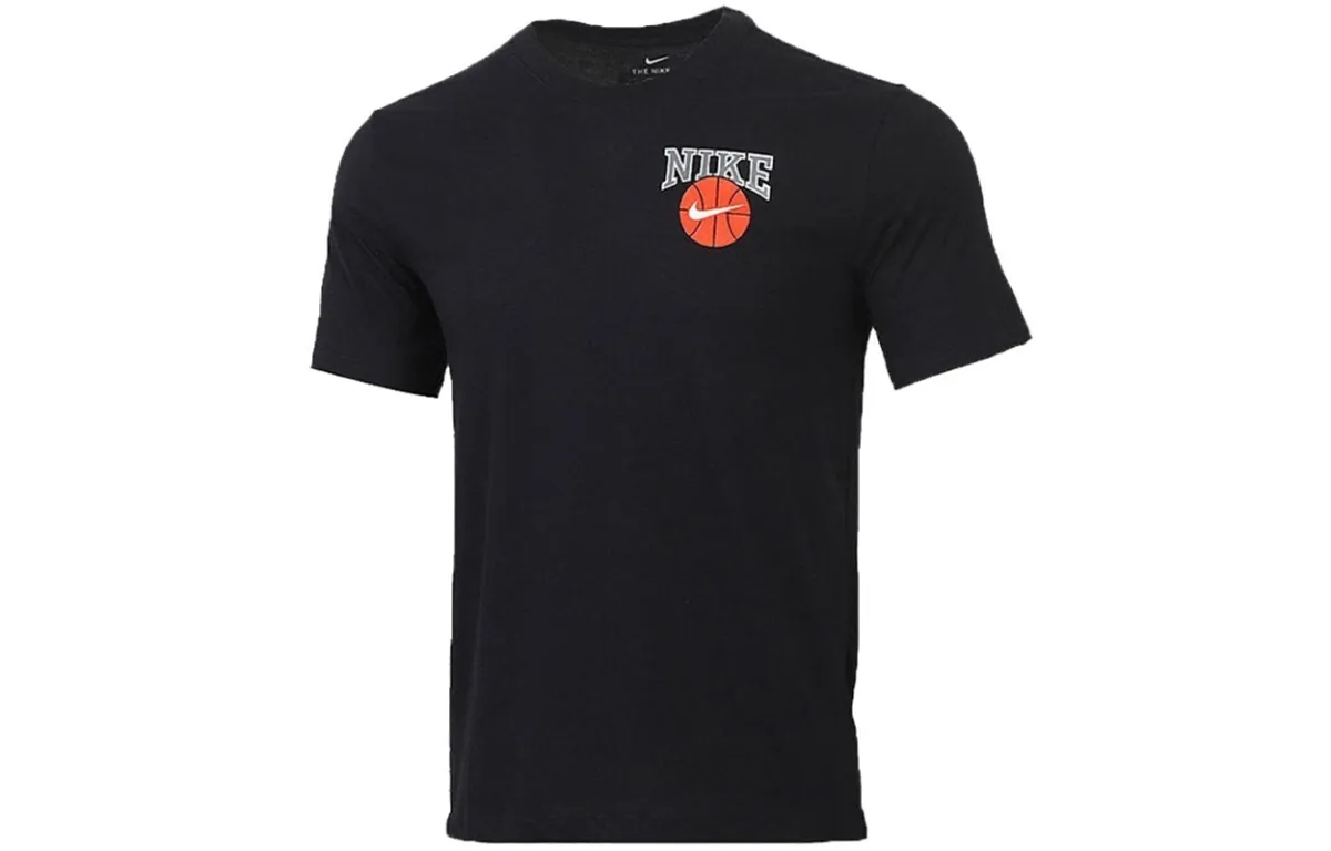 Nike T-Shirts Men's Black Crew Neck Moderate Straight Fit