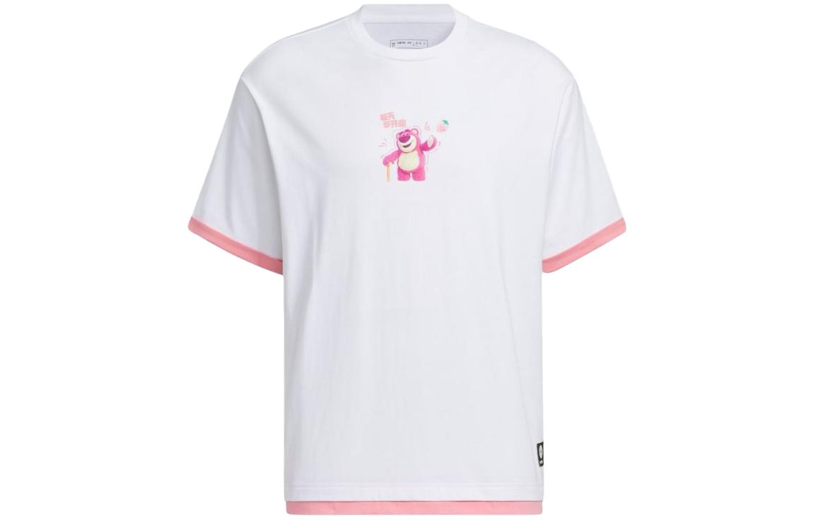 Adidas, strawberry, retro cartoon sports white short sleeve T-shirt for men and women, American style