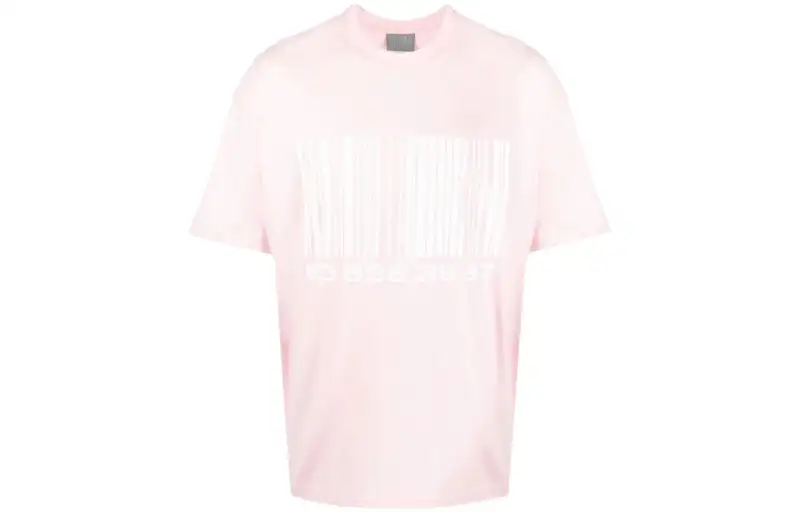 Vetements T Shirts Men's Pink Crew Neck Moderate Straight Fit