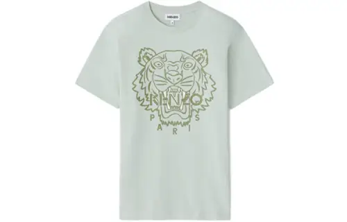 KENZO T Shirts Men's Gray Green Crew Neck Moderate