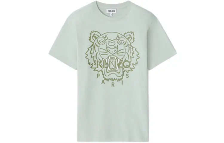 KENZO T Shirts Men's Gray Green Crew Neck Moderate