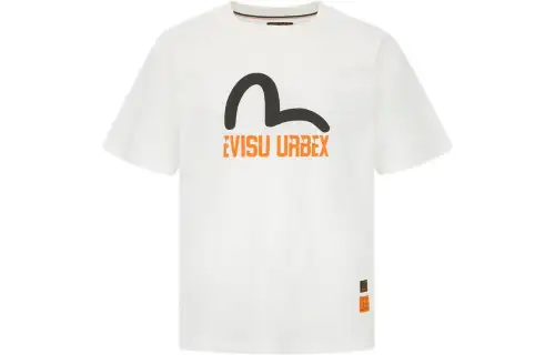 EVISU T Shirts Men's White Crew Neck Moderate Straight Fit