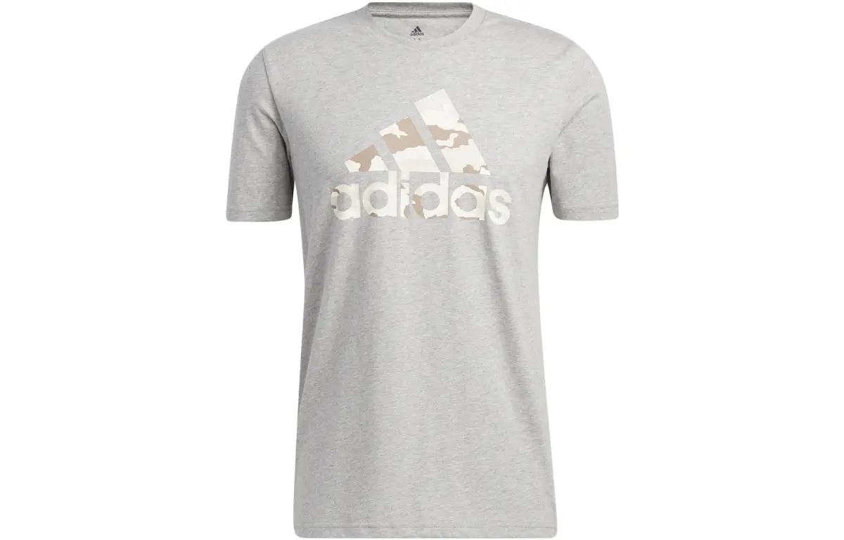 Adidas T-Shirts Men's Medium Heather Gray Crew Neck Moderate Straight Fit