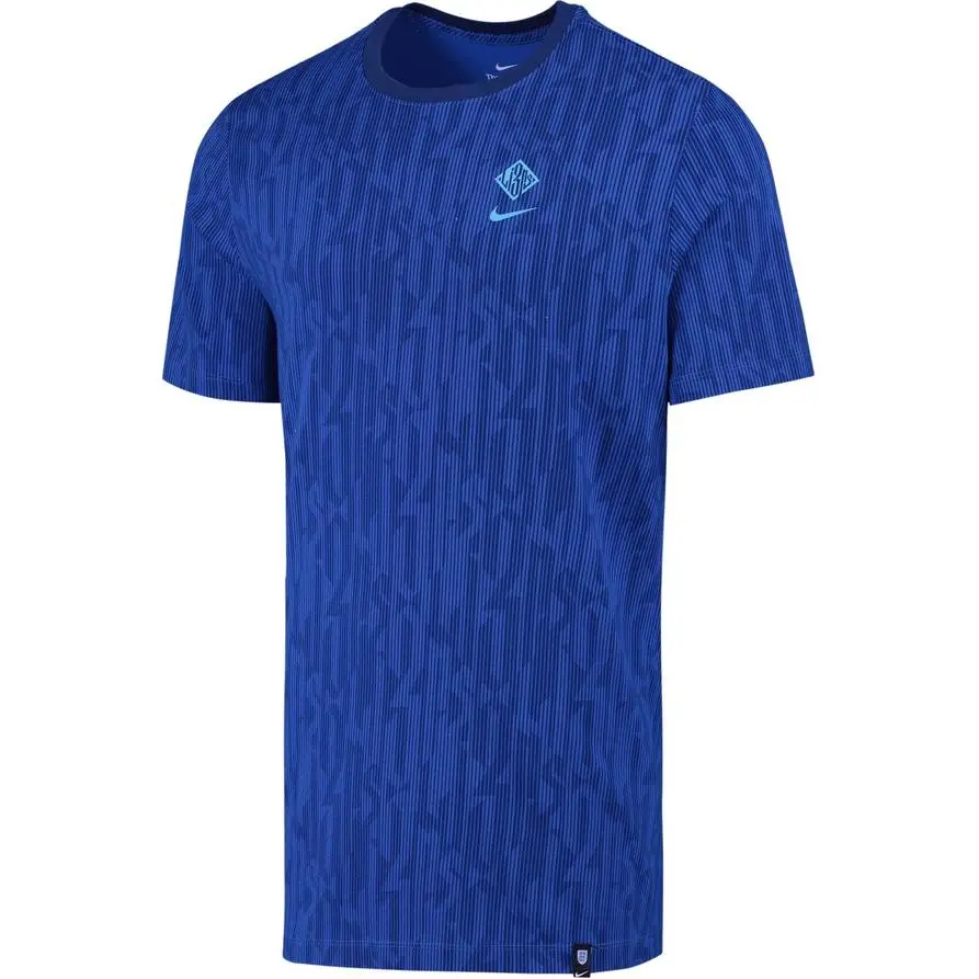 Nike T-Shirts Men's Blue Crew Neck Moderate Straight Fit