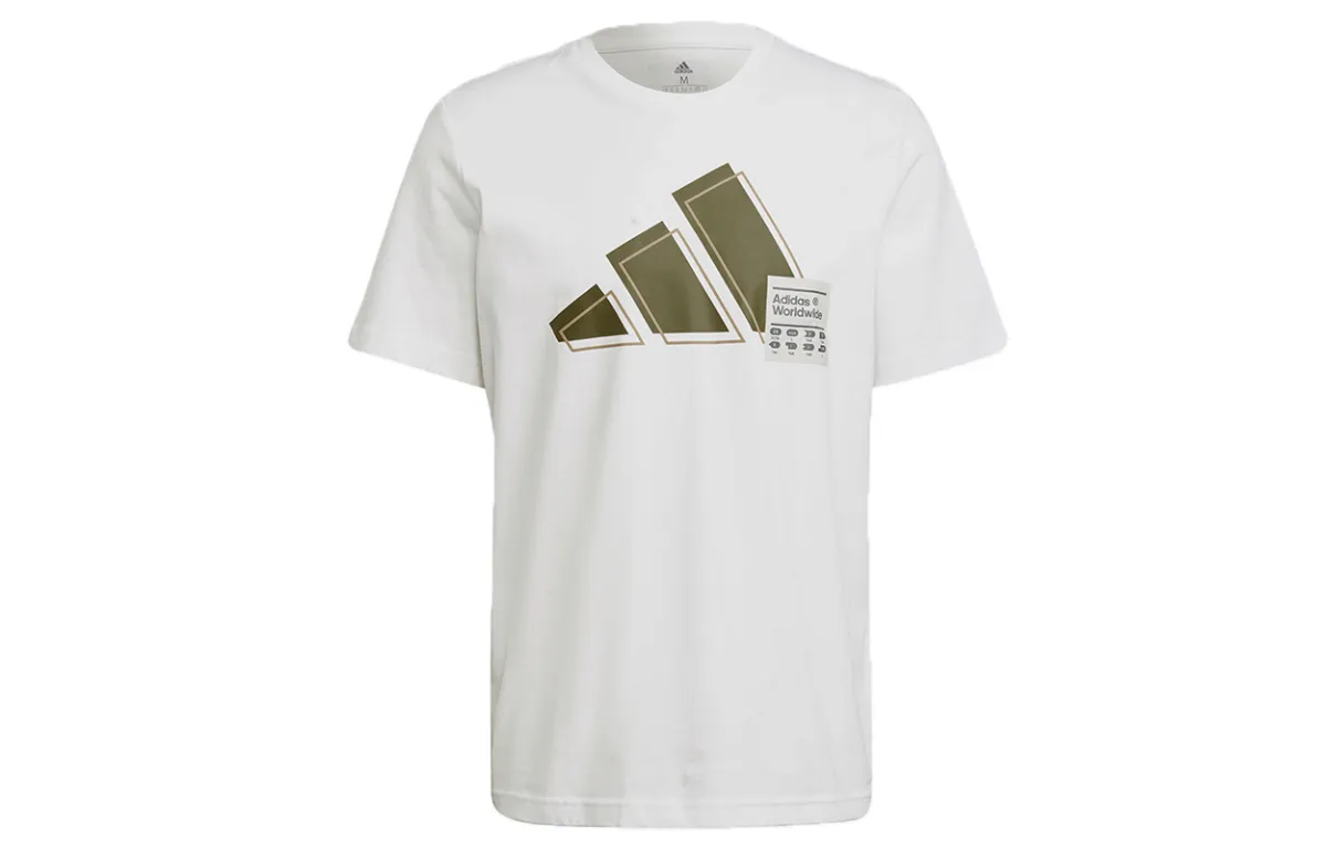 Adidas T-Shirts Men's White Crew Neck Moderate Straight Fit