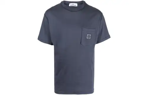STONE ISLAND T Shirts Men's Blue Crew Neck Moderate Straight Fit