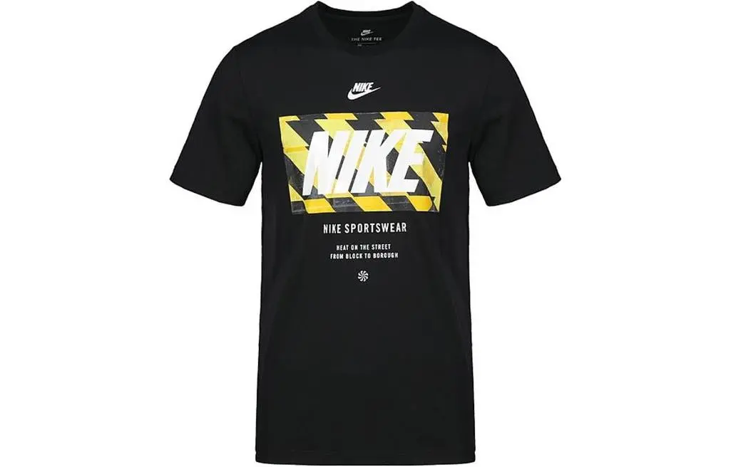 Nike T-Shirts Men's Black Crew Neck Moderate Straight Fit