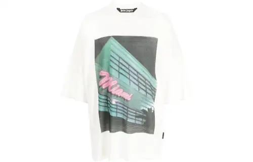 PALM ANGELS T Shirts Men's White Crew Neck Moderate Straight Fit