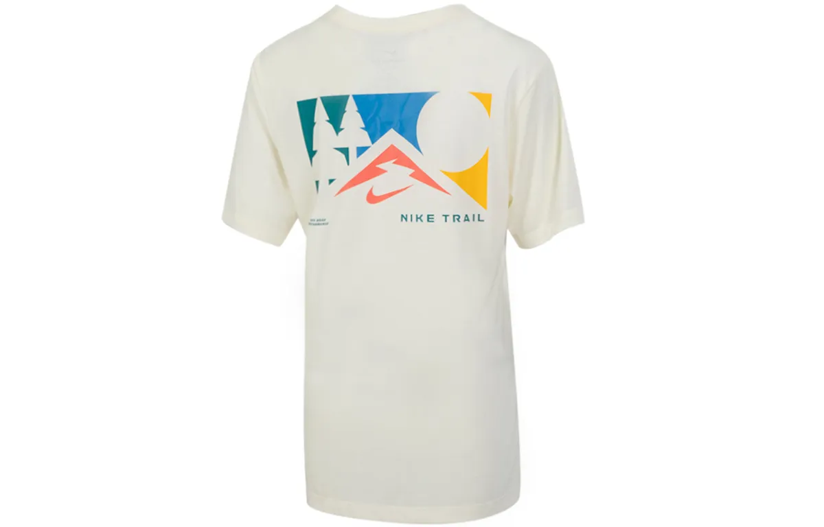 Nike T-Shirts Men's Ecru Crew Neck Moderate Straight Fit