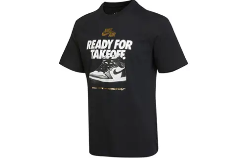Jordan Nike, retro comfortable black short sleeve T-shirt with a round collar, American style