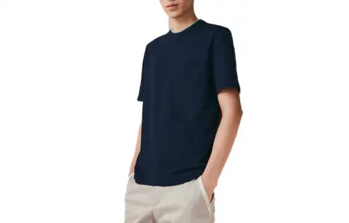 HERMES Solid Color Casual Crew Neck Pullover Short Sleeved SS23 T Shirt Men's Blue