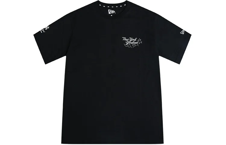 New Era T-Shirts Unisex Black Crew Neck Moderate
