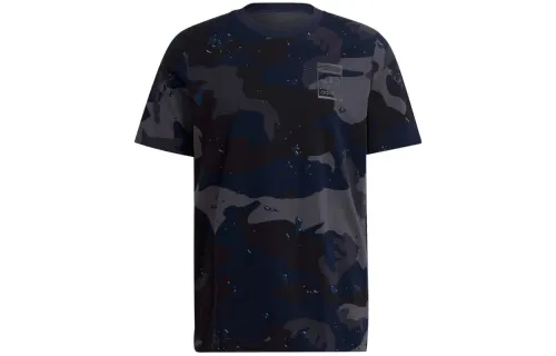 Adidas Originals T Shirts Men's Navy Blue Crew Neck Moderate Straight Fit