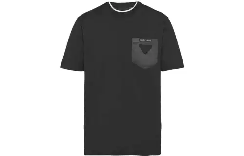 PRADA T Shirts Men's Black Crew Neck Moderate Straight Fit