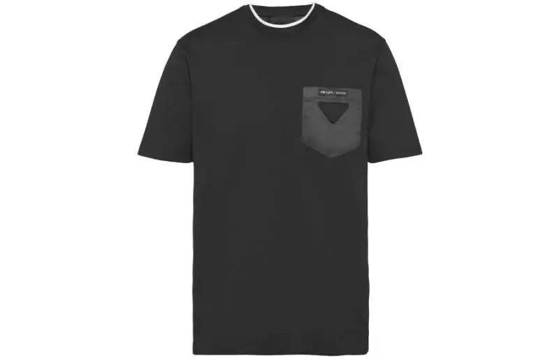 PRADA T Shirts Men's Black Crew Neck Moderate Straight Fit