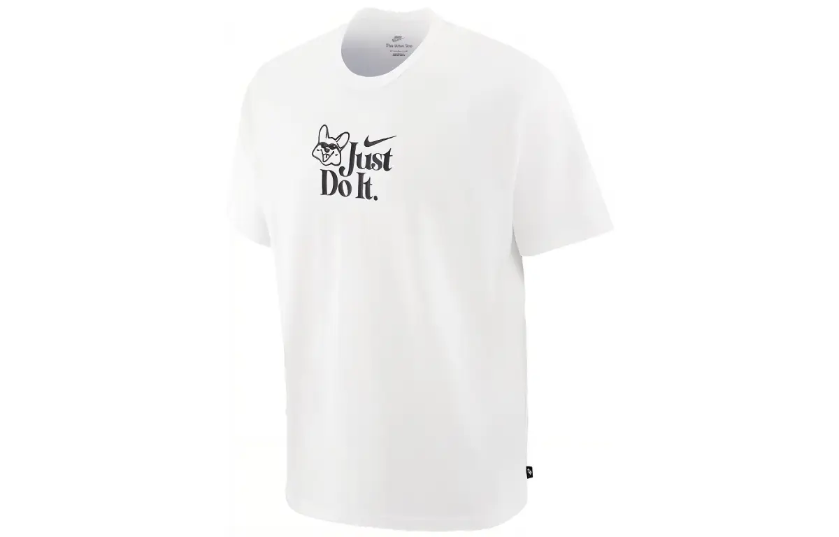 Nike T-Shirts Men's White Crew Neck Moderate Straight Fit