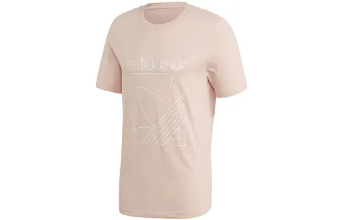 Adidas Originals T Shirts Men's Pink Crew Neck Moderate Straight Fit