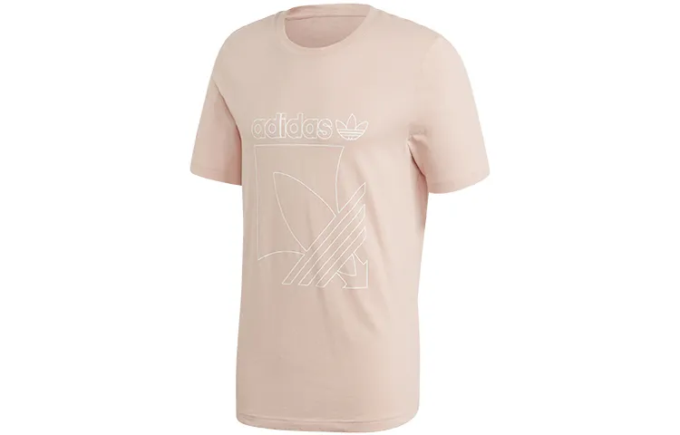 Adidas Originals T-Shirts Men's Pink Crew Neck Moderate Straight Fit