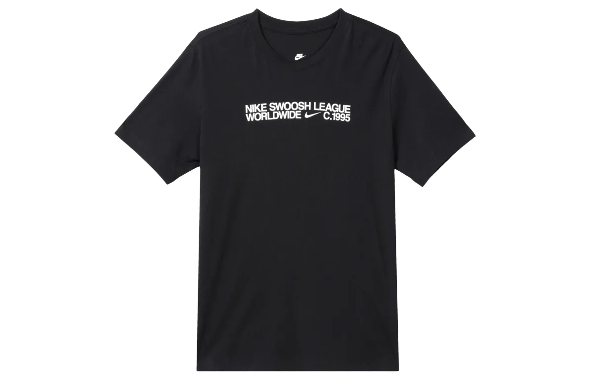 Nike T-Shirts Men's Black Crew Neck Moderate Straight Fit