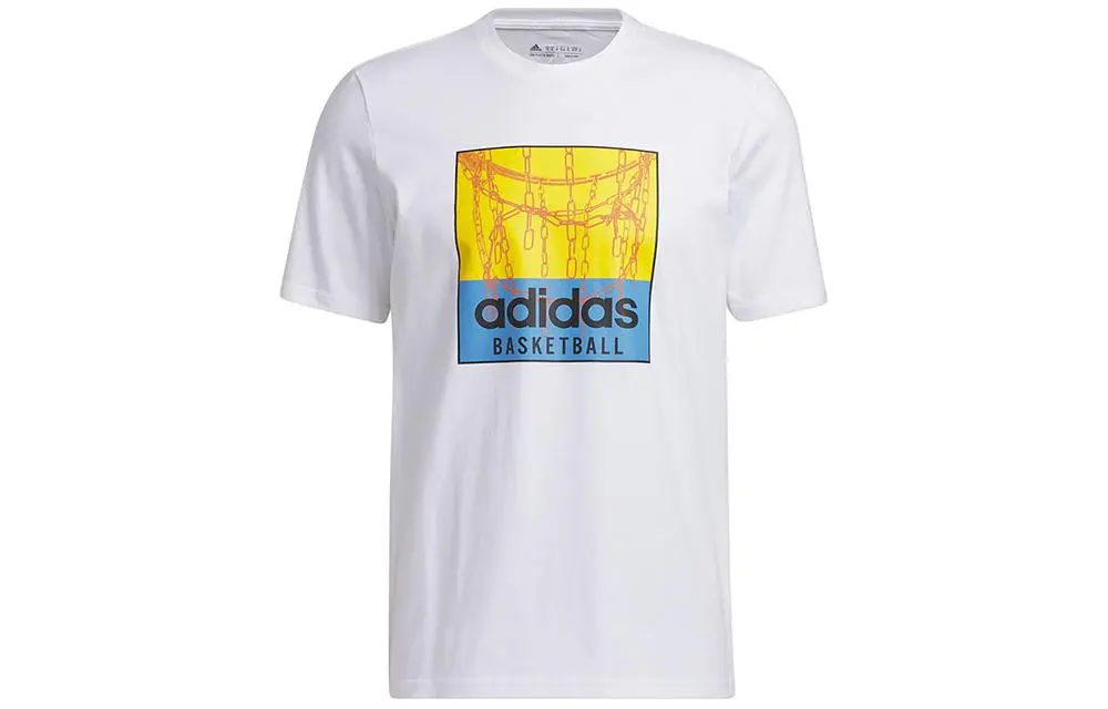 Adidas T-Shirts Men's White Crew Neck Moderate Straight Fit