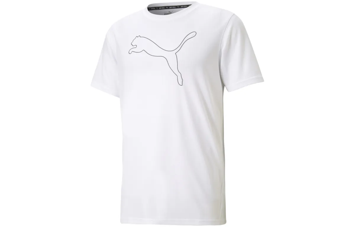 PUMA T-Shirts Men's White Crew Neck Moderate Straight Fit