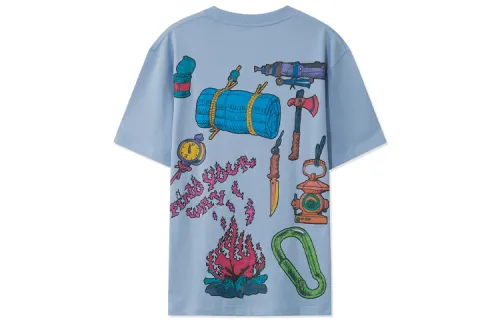 Li Ning X Chinatown Market Sports Fashion Collection T Shirts Men's Light Blue Crew Neck Moderate Straight Fit