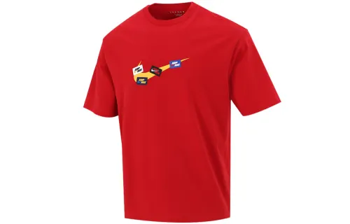 Jordan Air T Shirts Men's Red Crew Neck Moderate Straight Fit