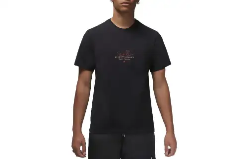 Jordan T Shirts Men's Black Crew Neck Moderate Straight Fit
