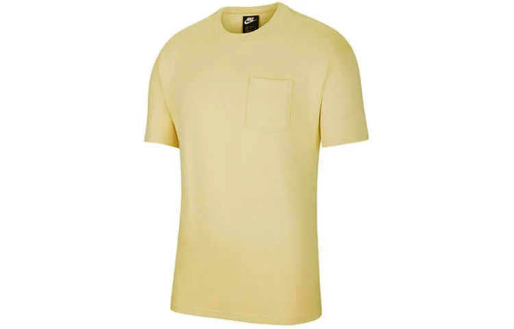 Nike T-Shirts Men's Yellow Crew Neck Moderate Straight Fit