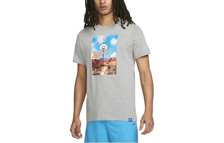 Nike T-Shirts Men's Gray Crew Neck Moderate