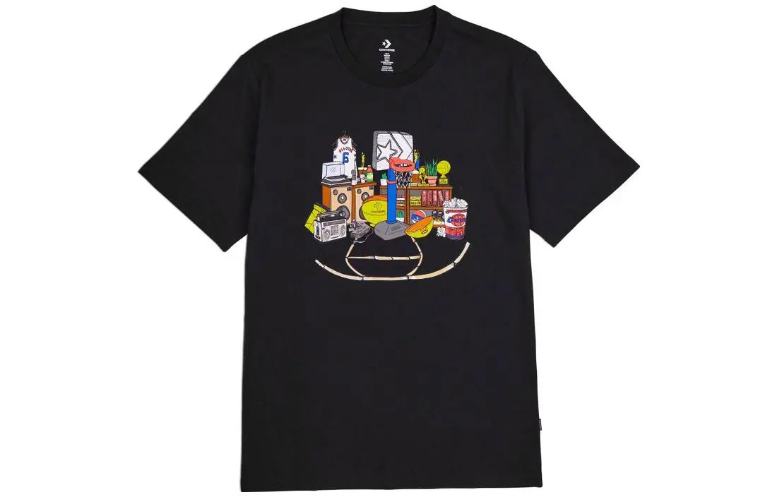 Converse T-Shirts Men's Black Crew Neck Moderate Straight Fit