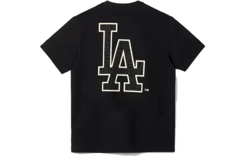 New Era T-Shirts Unisex Black Crew Neck Moderate Straight Fit