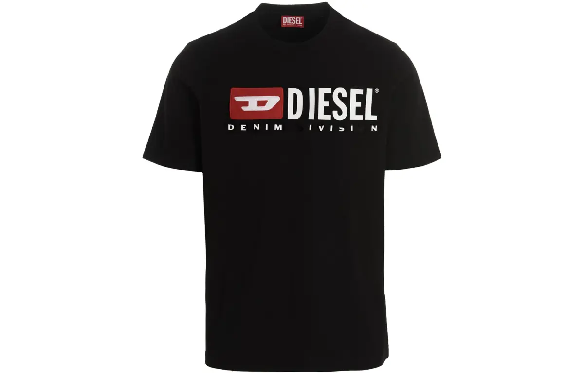 DIESEL T-Shirts Men's Black Crew Neck Moderate Straight Fit