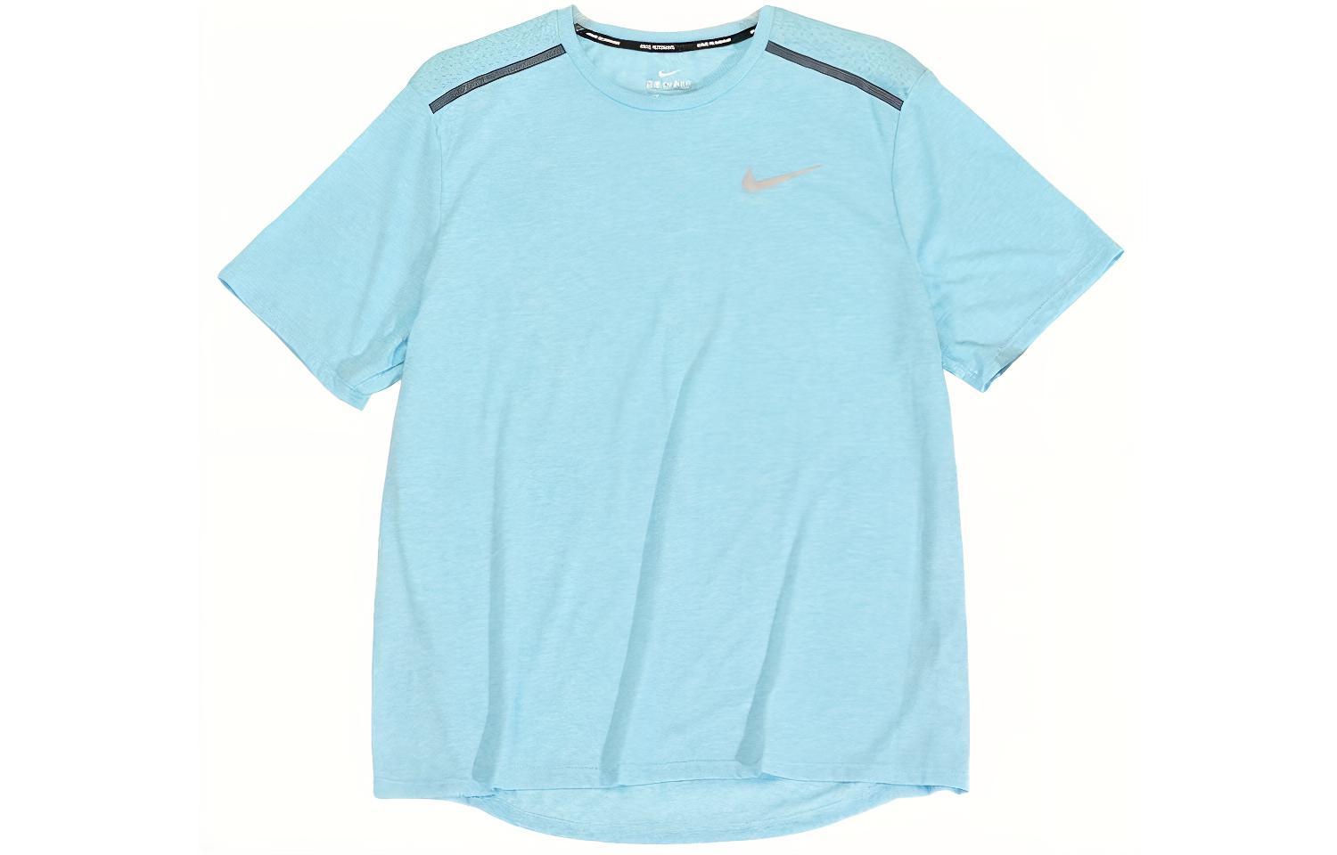 Nike T Shirts Men's Blue Crew Neck Moderate Straight Fit