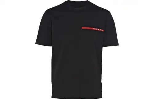 PRADA T Shirts Men's Black Crew Neck Moderate Straight Fit