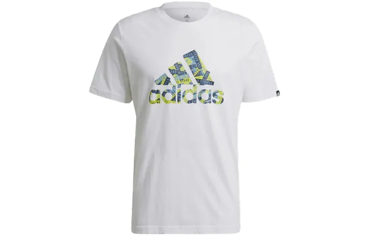 Adidas T-Shirts Men's White Crew Neck Moderate Straight Fit